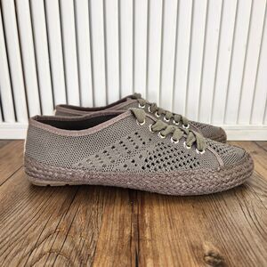 EMU Australia Agonis Mac Espadrille Womens Sz 7 Green Lace Up Knit Sneaker Shoes